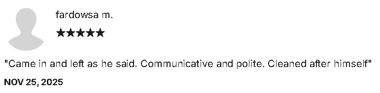 Client review screenshot from Fardowsa